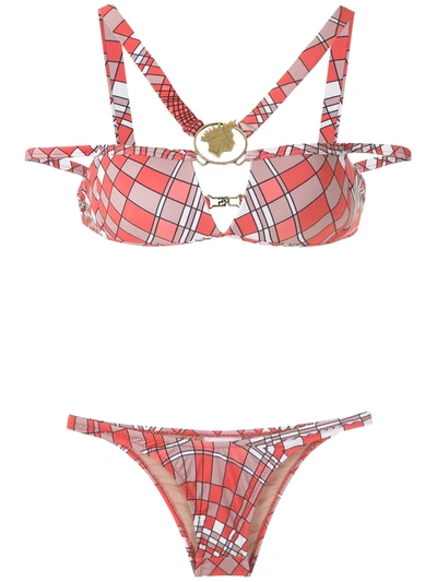 Shop Amir Slama Geometric Print Bikini Set In Red