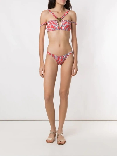 Shop Amir Slama Geometric Print Bikini Set In Red