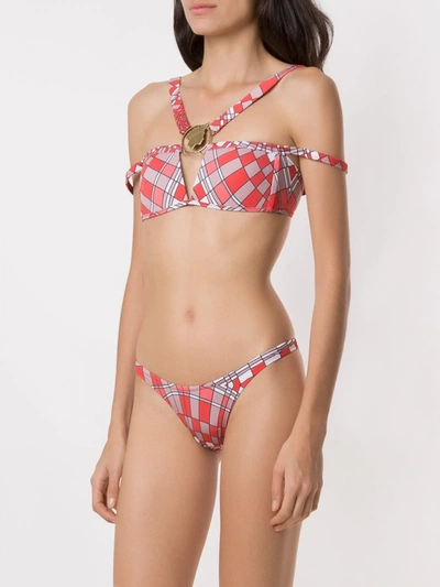 Shop Amir Slama Geometric Print Bikini Set In Red