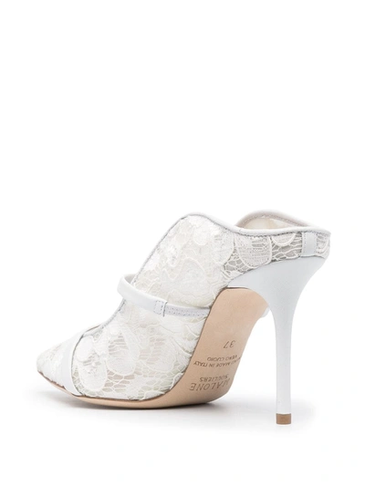 Shop Malone Souliers Maureen 85mm Lace Mules In White