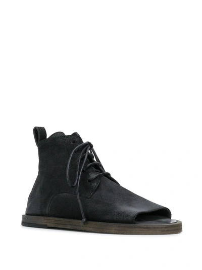 Marsèll Open Toe Flat Desert Boots In Black