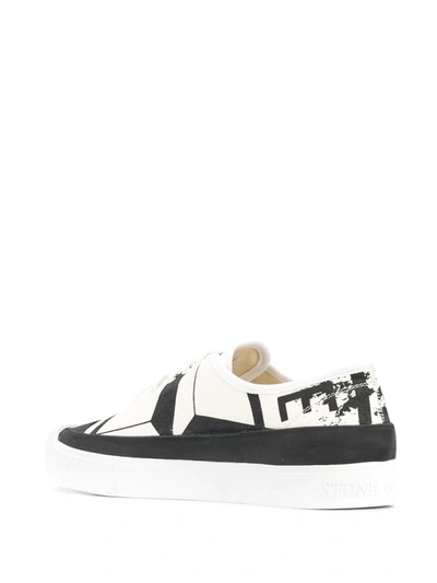 Shop Stone Island Printed Slip-on Sneakers In White