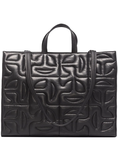 Shop Moose Knuckles X Telfar Large Leather Tote Bag In Black