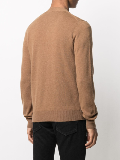 Comme Des Garçons Play Embroidered Logo-patch Cardigan In Braun