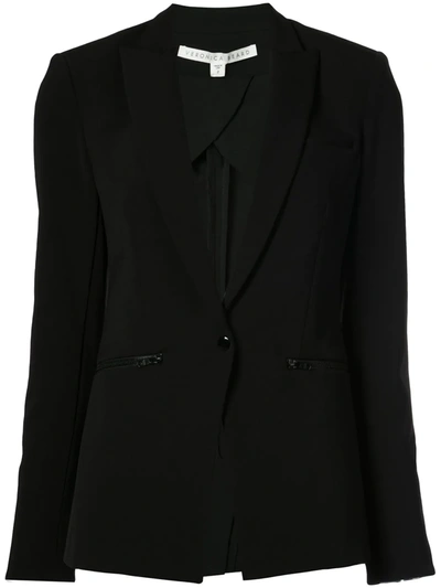 Shop Veronica Beard Zip Pocket Single-breasted Blazer In Black