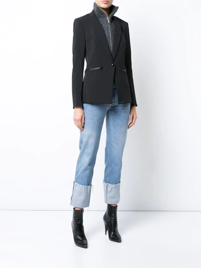 Shop Veronica Beard Zip Pocket Single-breasted Blazer In Black