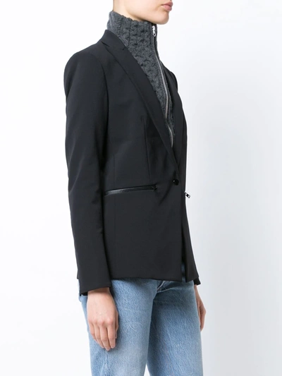 Shop Veronica Beard Zip Pocket Single-breasted Blazer In Black