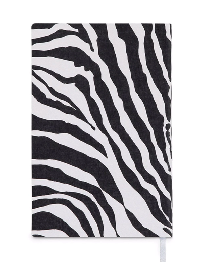 Dolce & Gabbana Small Zebra-print Leather Ruled Notebook In Black