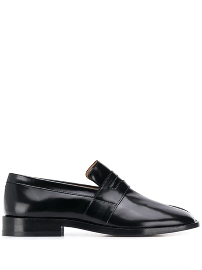 Maison Margiela 20mm Tabi Brushed Leather Loafers In Black
