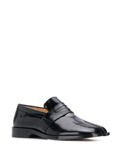 Maison Margiela 20mm Tabi Brushed Leather Loafers In Black
