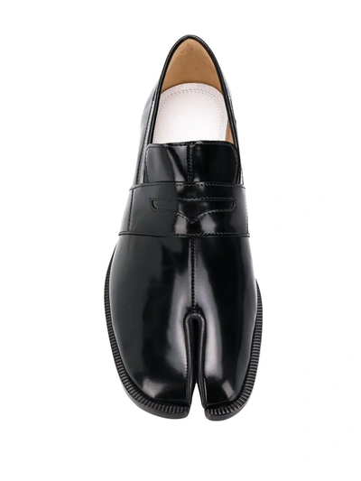 Maison Margiela 20mm Tabi Brushed Leather Loafers In Black