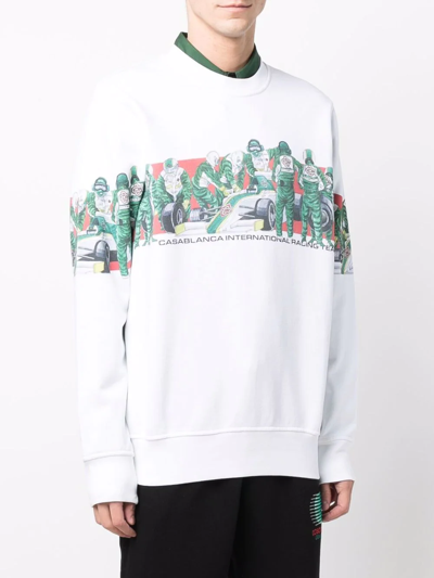 Shop Casablanca Graphic-print Long-sleeve Sweatshirt In White