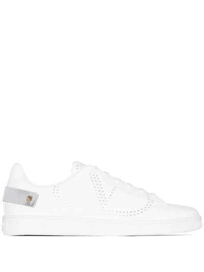 Shop Valentino Backnet Perforated Vlogo Sneakers In White