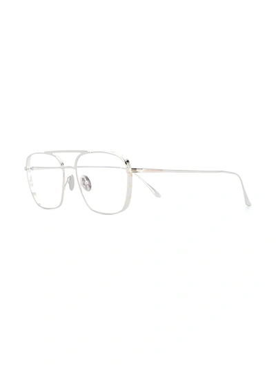Shop Tom Ford Double-bridge Pilot-frame Glasses In Metallic