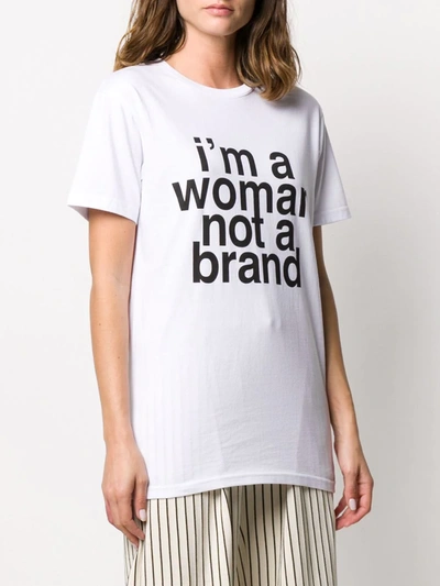 Shop Erika Cavallini Slogan Print Cotton T-shirt In White