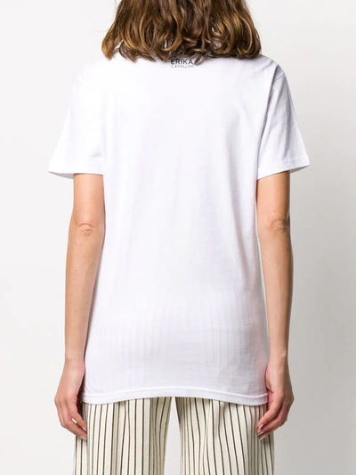 Shop Erika Cavallini Slogan Print Cotton T-shirt In White