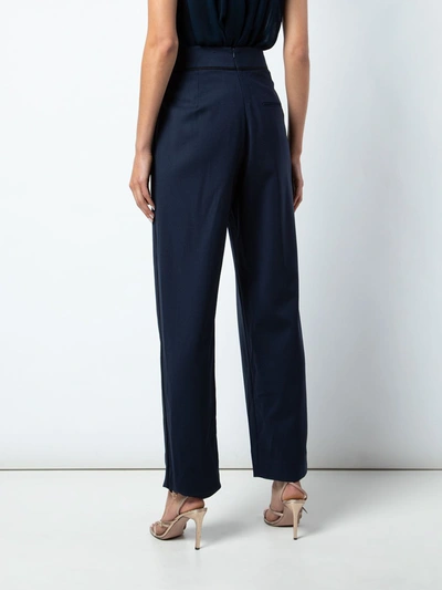 Shop Oscar De La Renta Chain-embroidered Trousers In Blue