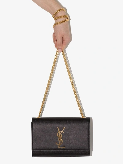 Shop Saint Laurent Small Kate Leather Shoulder Bag In Black