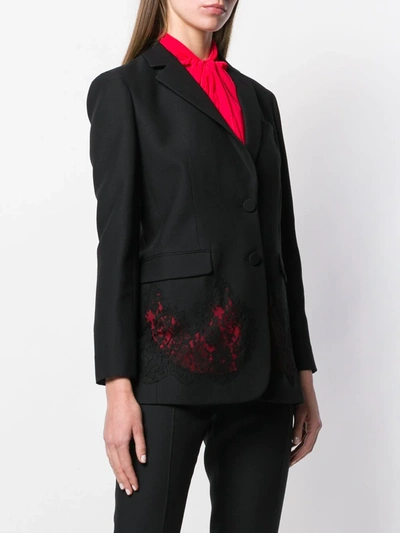 Shop Valentino Lace Panel Blazer In Black