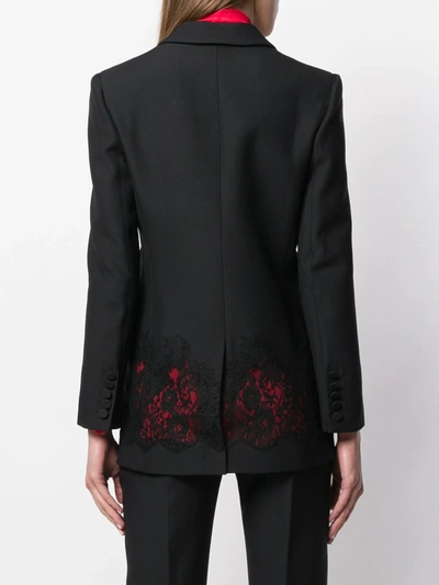 Shop Valentino Lace Panel Blazer In Black
