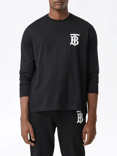 Shop Burberry Monogram-motif Long-sleeve T-shirt In Black