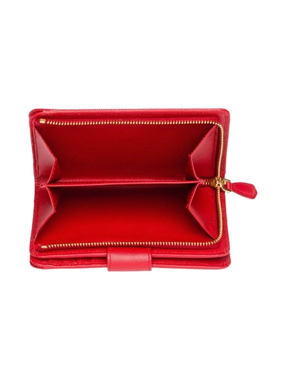 Shop Prada Logo-plaque Folding Wallet In Red