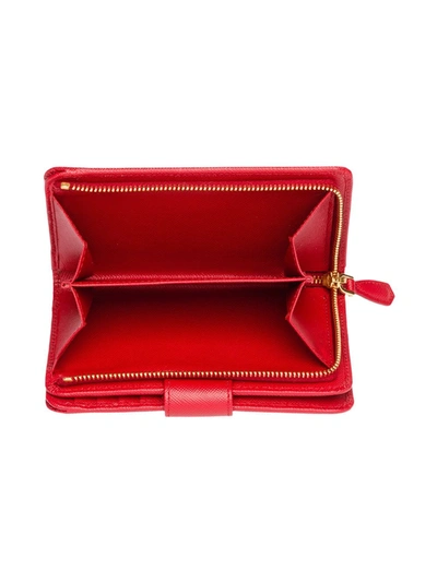 Prada Logo-plaque Folding Wallet In Red