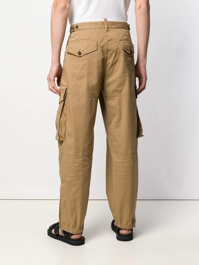 Shop Dsquared2 Wide-leg Cargo Trousers In Brown