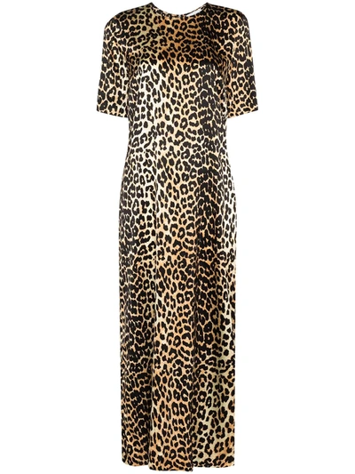 Shop Ganni Leopard-print Maxi Dress In Black