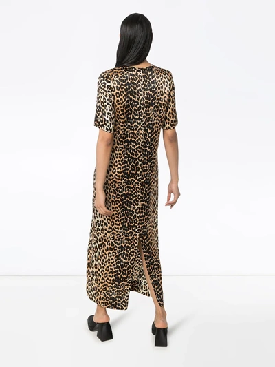 Shop Ganni Leopard-print Maxi Dress In Black
