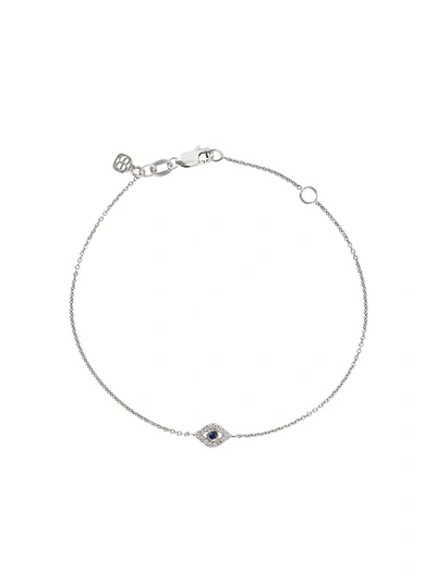 Shop Sydney Evan 14kt White Gold Eye Sapphire And Diamond Bracelet