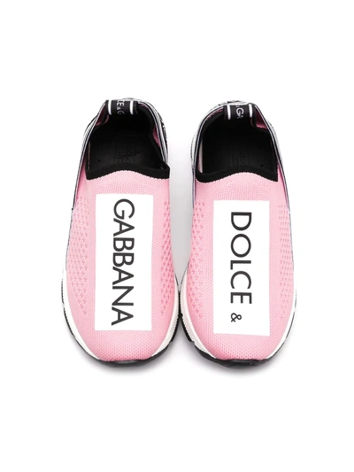 Shop Dolce & Gabbana Sorrento Logo Slip-on Sneakers In Pink