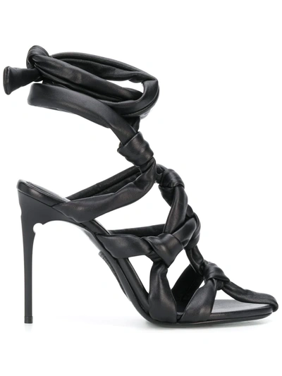 Shop Off-white Knotted Strappy Sandals In Black