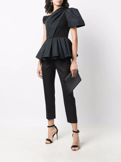 Shop Alexander Mcqueen Asymmetric Peplum Top In Black