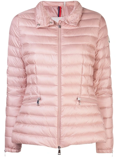 Shop Moncler Fitted Padded Jacket In Pink