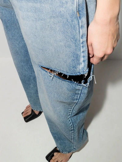 Maison Margiela Womens Blue Icons Cut-out Straight-leg High-rise Jeans In Blue