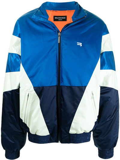 Shop Balenciaga Padded Tracksuit Jacket In Blue