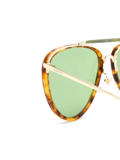 Shop Gucci Tortoiseshell-effect Pilot Sunglasses In Neutrals