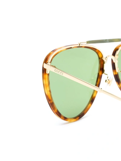 Gucci Men's Havana Acetate/metal Aviator Sunglasses In Neutrals