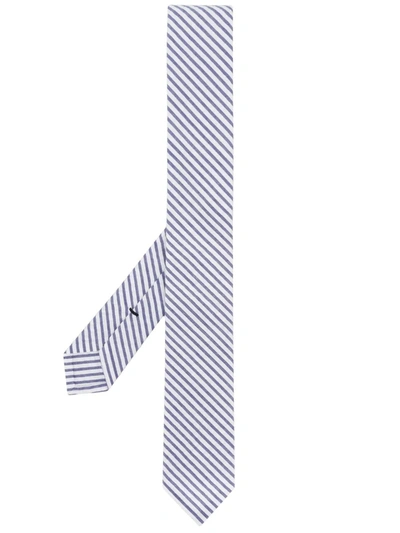 Shop Thom Browne Seersucker Stripe Tie In 415 Navy