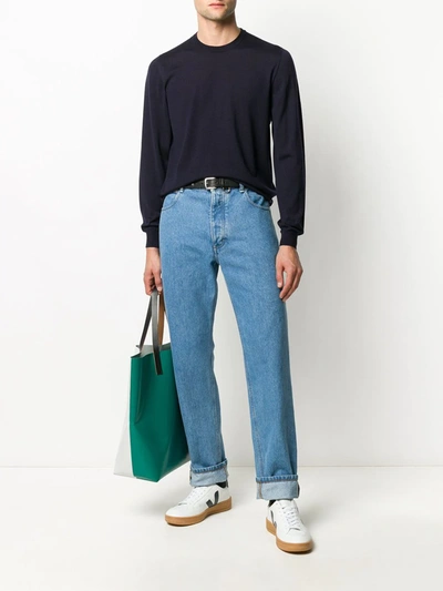 Fedeli Crew-neck Rib-trimmed Jumper In Blue