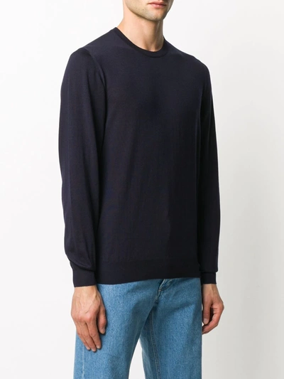 Shop Fedeli Round Neck Jumper In Blue