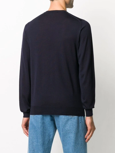 Fedeli Crew-neck Rib-trimmed Jumper In Blue