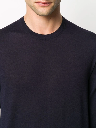 Fedeli Crew-neck Rib-trimmed Jumper In Blue