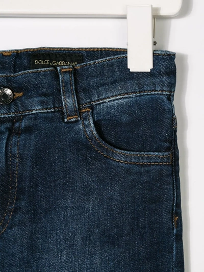 Shop Dolce & Gabbana Logo-appliqué Slim-cut Jeans In Blue