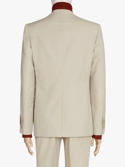 Shop Gucci Label-embellished Single-breasted Blazer In White