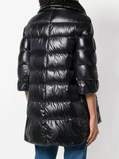 Shop Herno Puffer Front Zipped Coat In Black