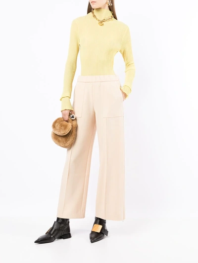 Shop Jil Sander Wide-leg Wool Trousers In Neutrals