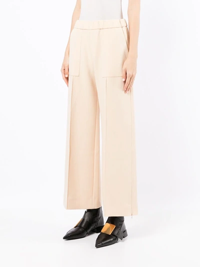 Shop Jil Sander Wide-leg Wool Trousers In Neutrals