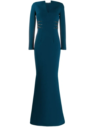 Shop Safiyaa London Mermaid Tail Gown In Blue